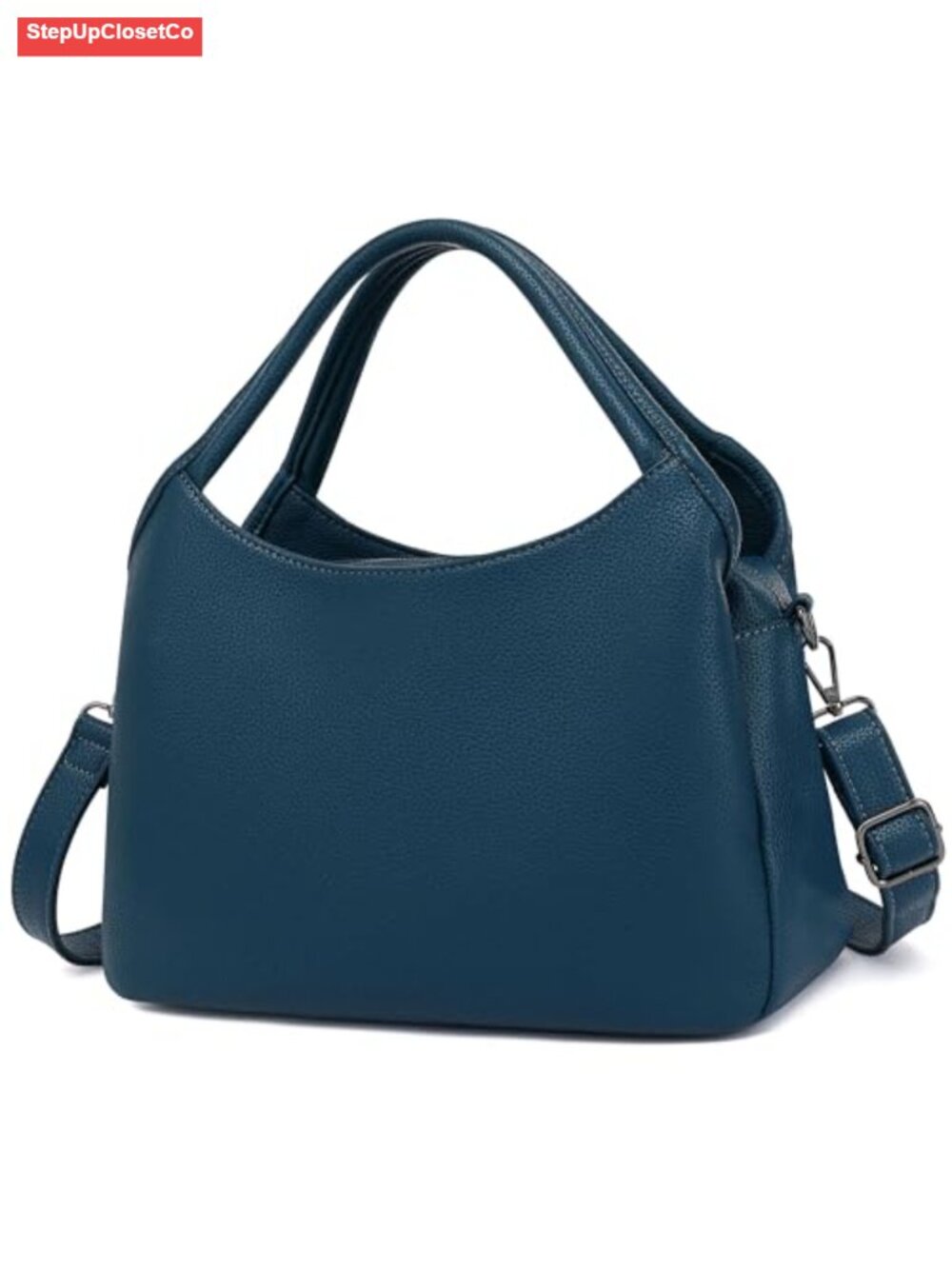 Vegan Leather Tote Handbag with Satchel Strap, Hobo Shoulder Bag, Work Travel - Picture 1 of 6
